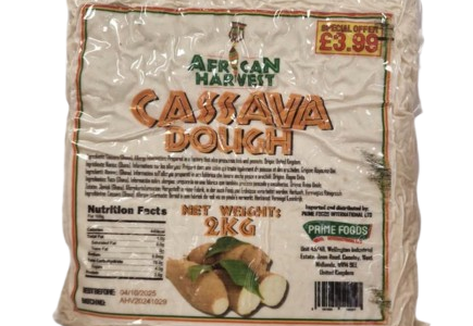 African Harvest Fufu pack, premium fufu flour for a soft and smooth texture, ideal with soups and stews.