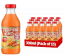 Cold bottle of Tropical Vibes Mango Carrot juice with condensation